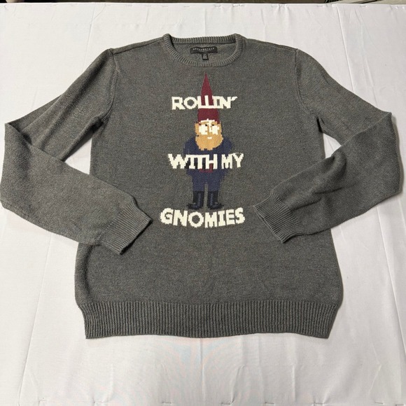 Aeropostale Other - Aeropostale Mens Grey Rollin With My Gnomies Graphic Knit Sweater Small RN121726